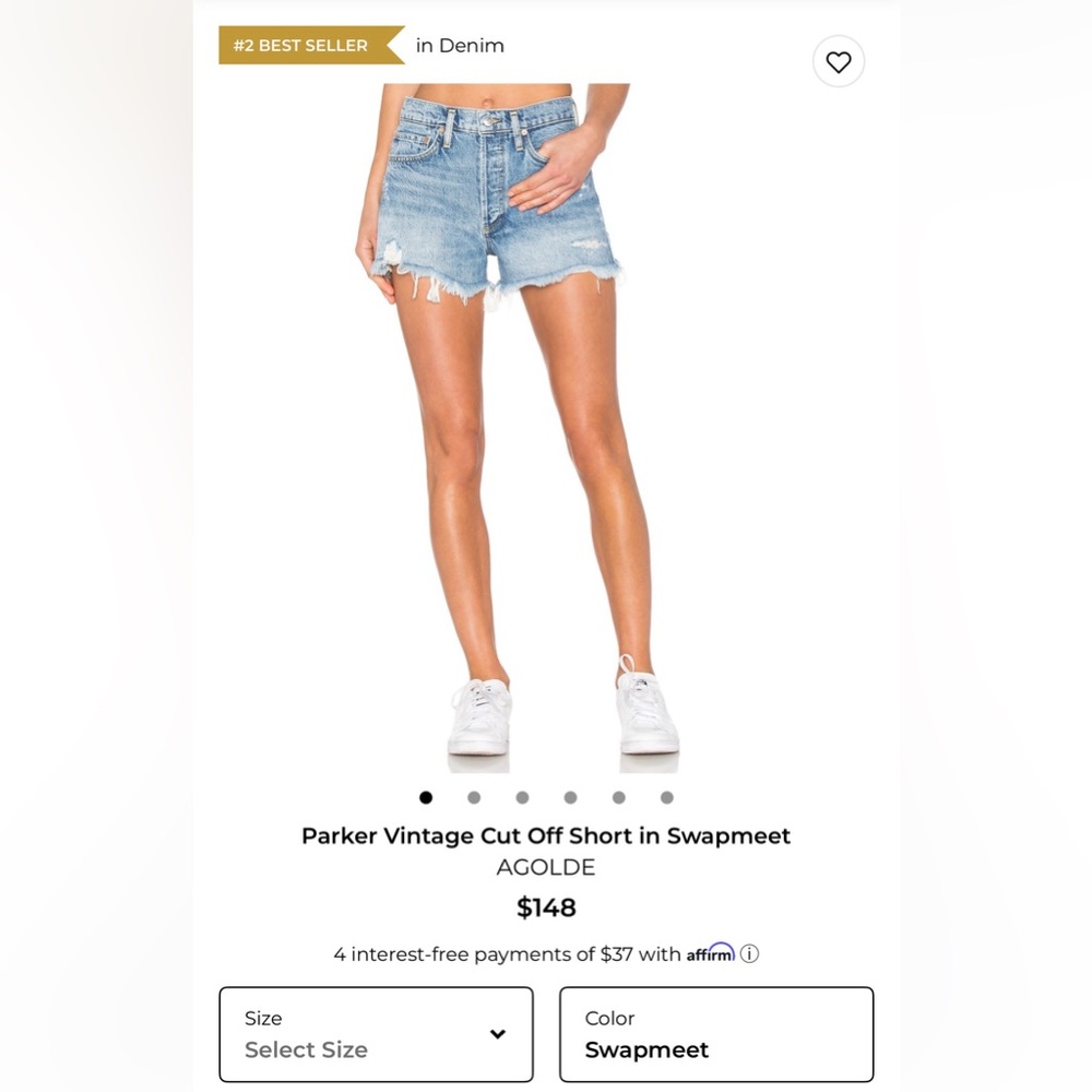 Agolde Parker Cut Off Jean Shorts - Light Blue